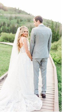 Just married couple celebrating their wedding day, radiating joy and love.